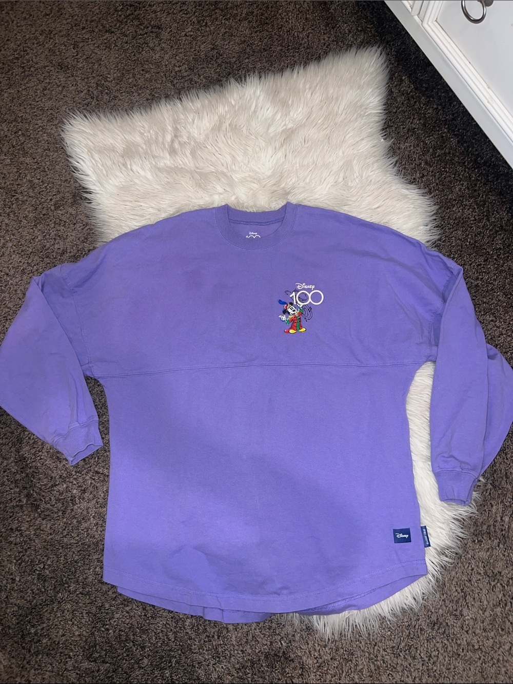 Disney Lavender Crewneck with 100th Anniversary Mickey